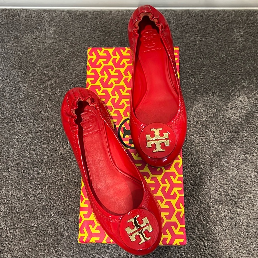 Tory Burch Size 6 Lobster Red Ballerina Flats